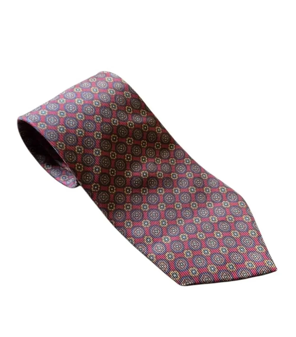 Brooks Brothers Makers Pure Silk Tie Geometric Neat Diamond Pattern Necktie USA
